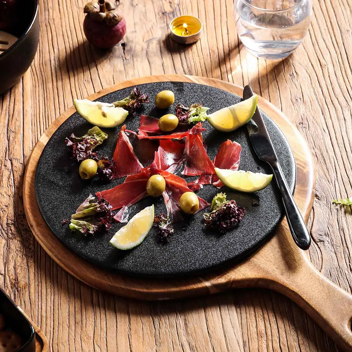 Wholesale Cheese Boards, Fancy Black Ceramic Serving Plates-4