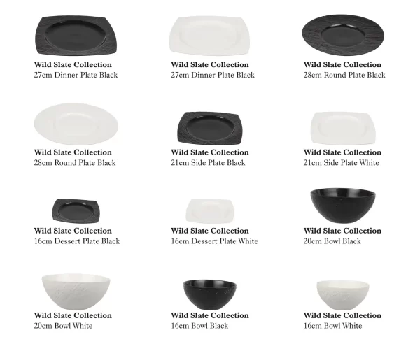Black & White Dinner Plates In Bulk, Catering Serving Plates-1