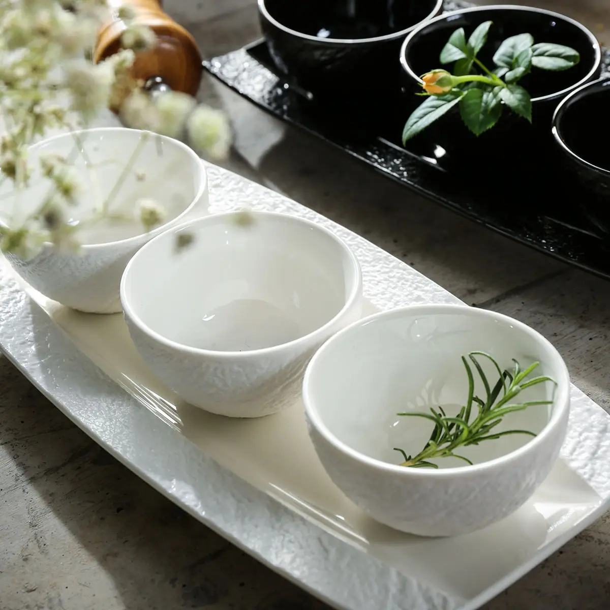 Black & White Soup Bowls Wholesale, Small Ceramic Bowls Bulk-2