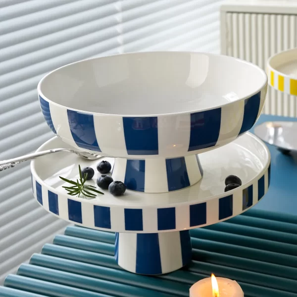 Bright Stripe Custom Porcelain Dinnerware Set Bulk For Event-2