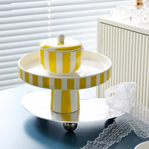 Bright Stripe Custom Porcelain Dinnerware Set Bulk For Event-3