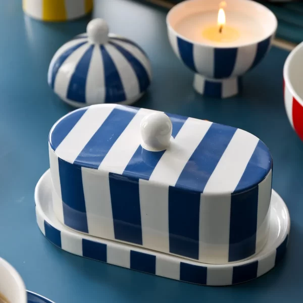 Bright Stripe Custom Porcelain Dinnerware Set Bulk For Event-4