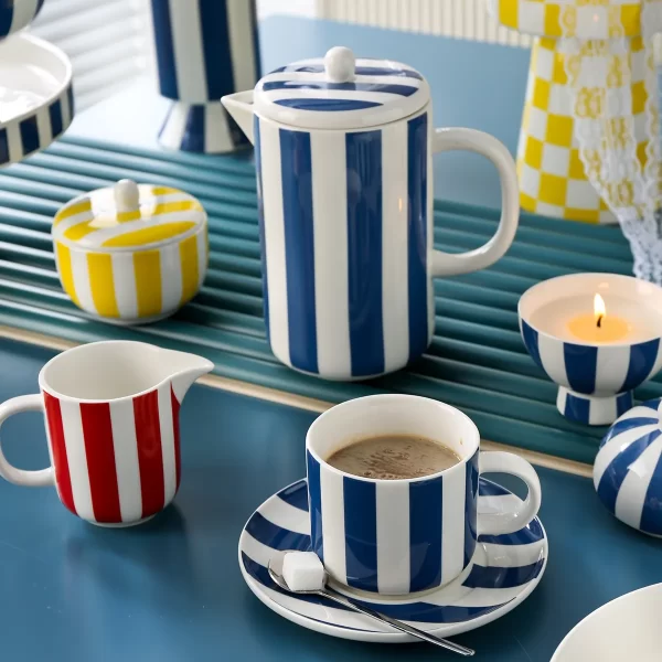 Bright Stripe Custom Porcelain Dinnerware Set Bulk For Event-5