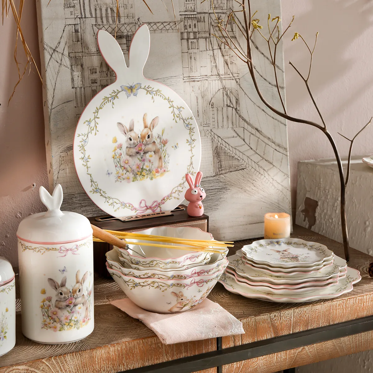 Bunny Gala Custom Printed Dinnerware Wholesale Crockery Set-3