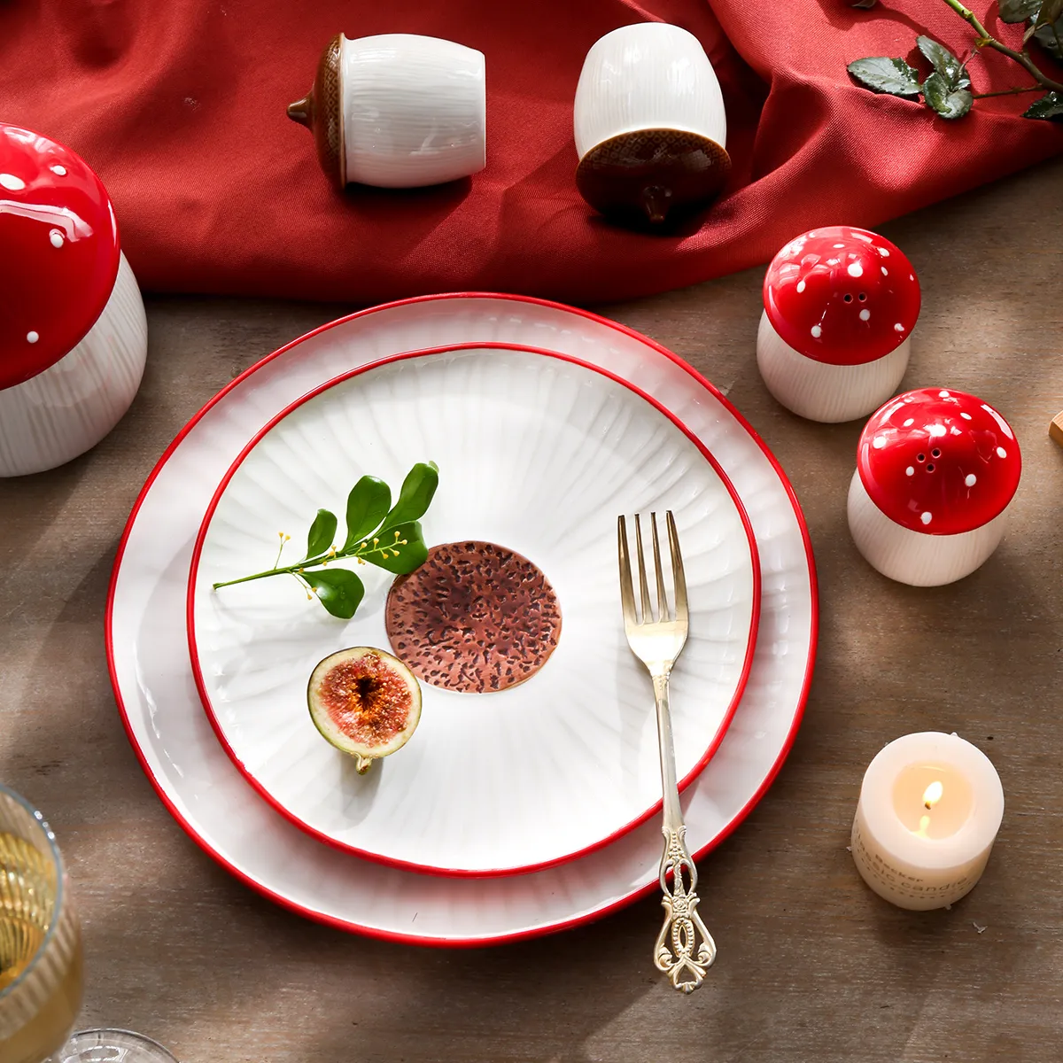 Forest-Inspired Wholesale China Dishware With Mushroom & Nut Design-6