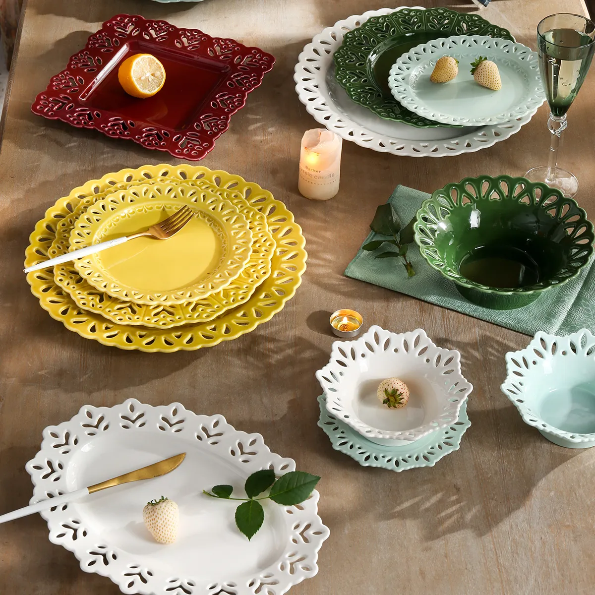 Lace Hollow Custom Made Crockery, Bulk Dinnerware Plates Bowls-1