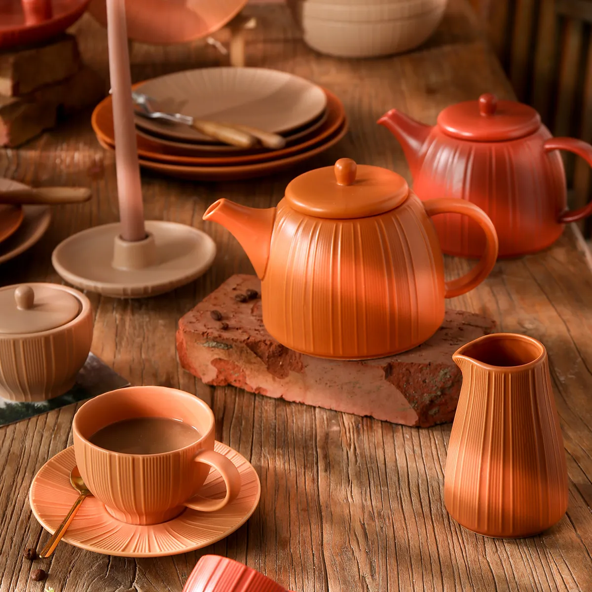 Orange Bulk Catering Crockery, Wholesale Ceramic Dinner Set-2