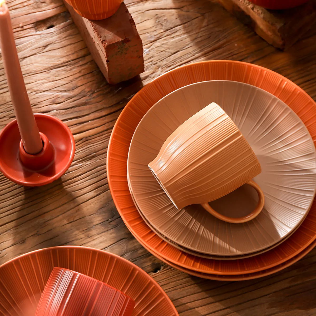 Orange Bulk Catering Crockery, Wholesale Ceramic Dinner Set-6