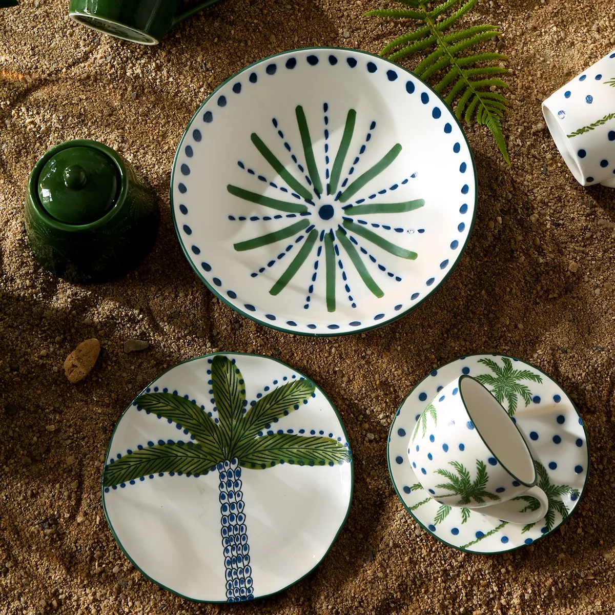 Tropical Palm Motif Wholesale Tableware Dinner Sets In Bulk-4