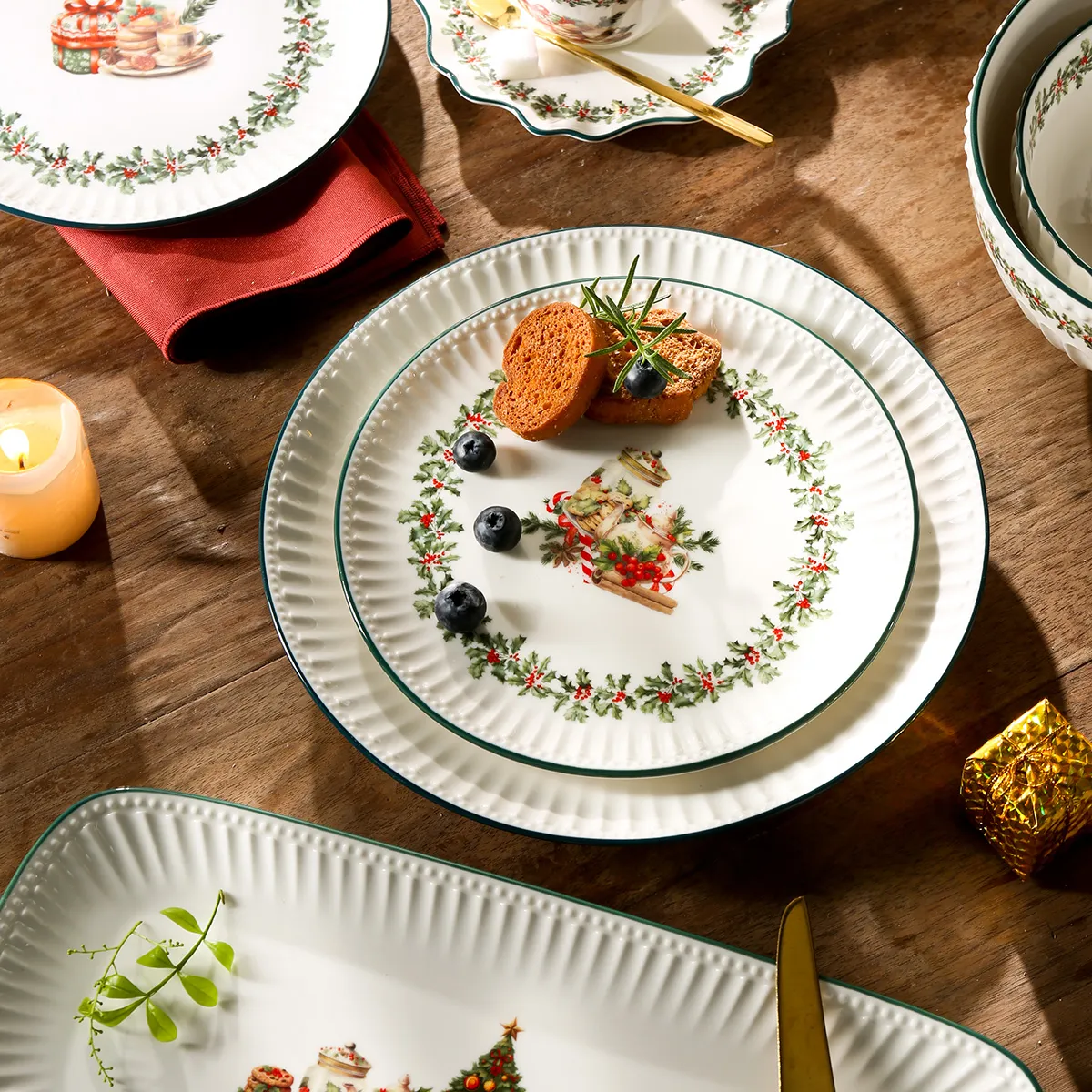 Wholesale Rustic Dinnerware Sets With Christmas Patterns-5