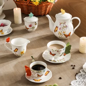 Butterfly Pattern Custom Coffee Table Set, Wholesale Cup Set-1