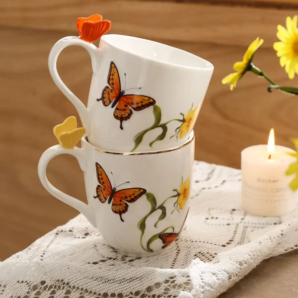 Butterfly Pattern Custom Coffee Table Set, Wholesale Cup Set-4