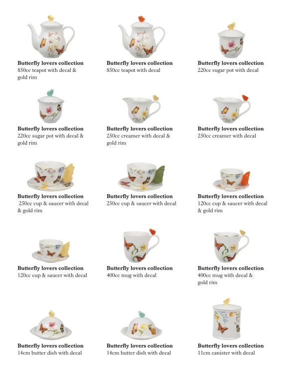 Butterfly Pattern Custom Coffee Table Set, Wholesale Cup Set-6