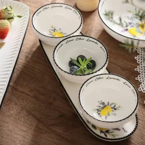 Ceramic Round Bowls Wholesale, Lemon Pattern Serving Bowls-2