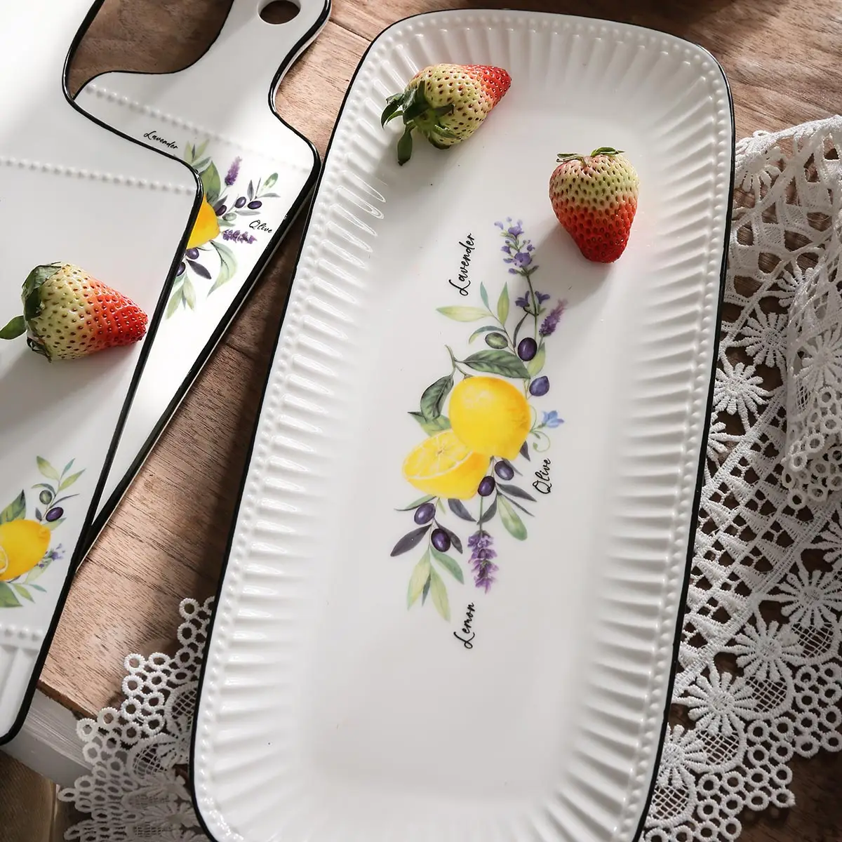 Dining Plate Sets Wholesale, Lemon Pattern Ceramic Plates-1