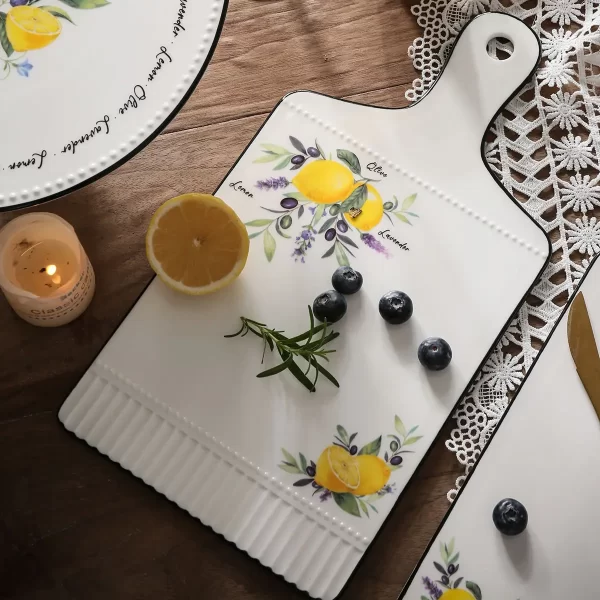 Dining Plate Sets Wholesale, Lemon Pattern Ceramic Plates-2