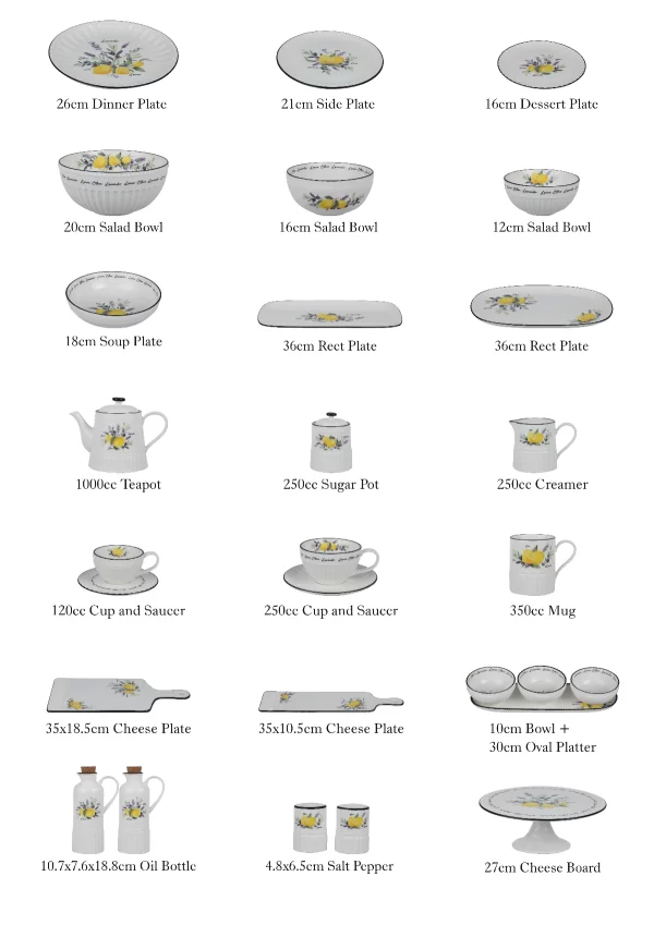 Fresh Lemon Pattern Wholesale Tea Set, Cup and Saucer Bulk-3