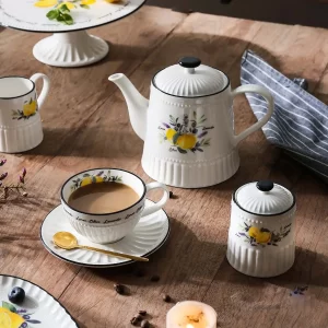 Fresh Lemon Pattern Wholesale Tea Set, Cup and Saucer Bulk-4