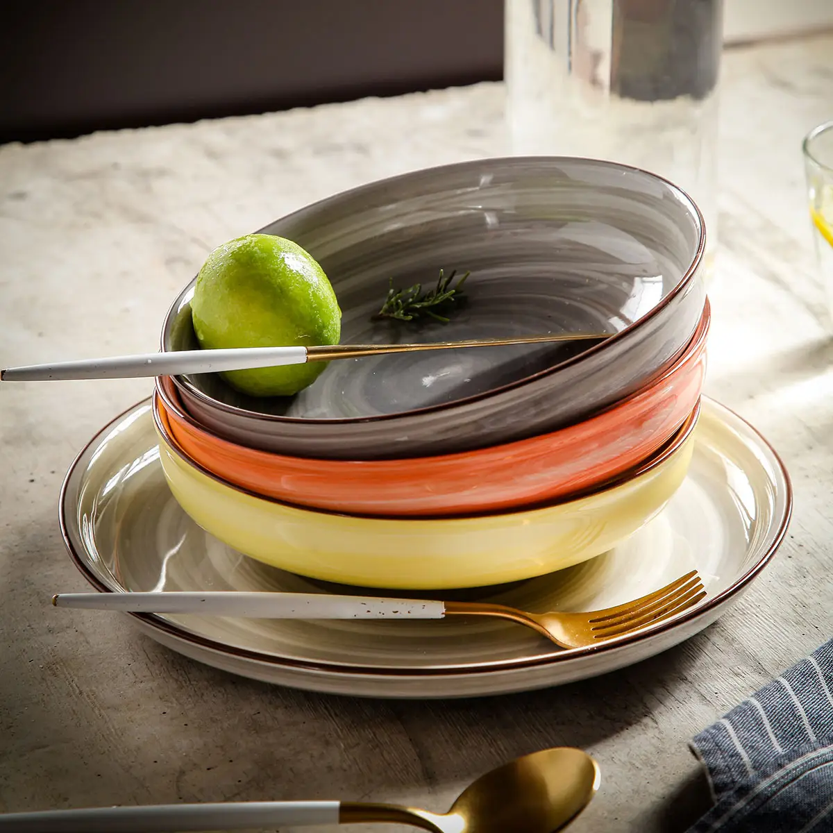 Gradient Stripe Bulk Dinner Plates Dishes Factory Wholesale-2