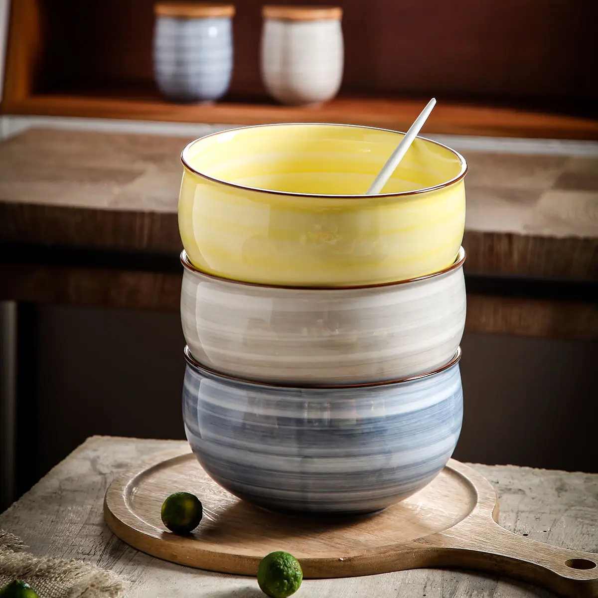 Gradient Stripe Wholesale Cereal Bowls, Porcelain Bowls Bulk-4