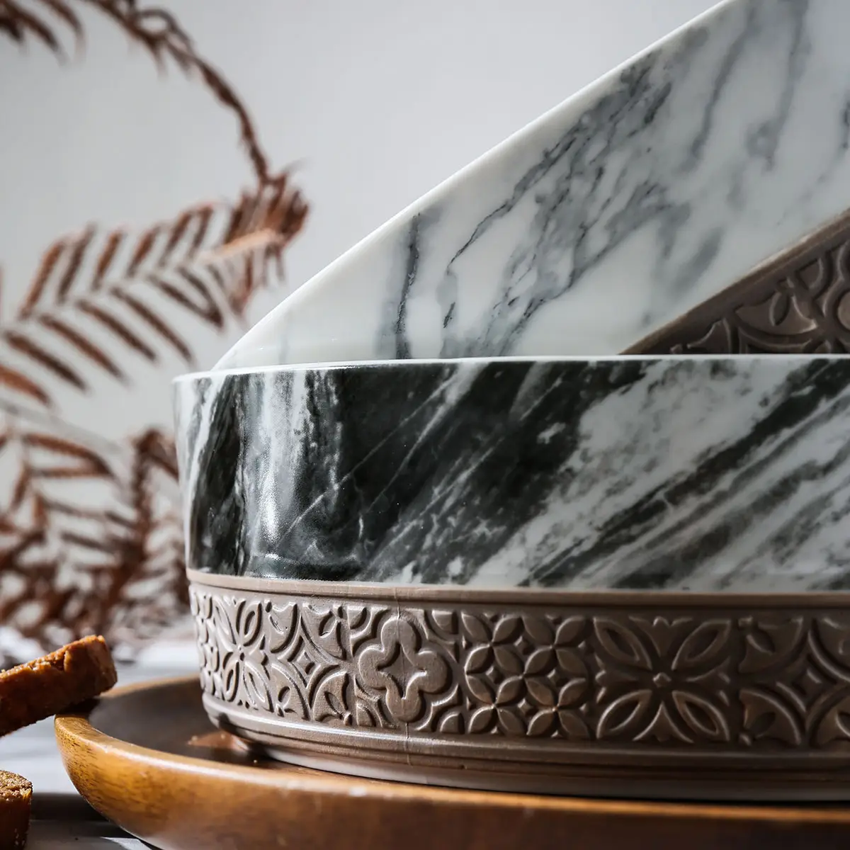 Marble Pattern Big Salad Bowls Wholesale, Large Ceramic Bowl-2
