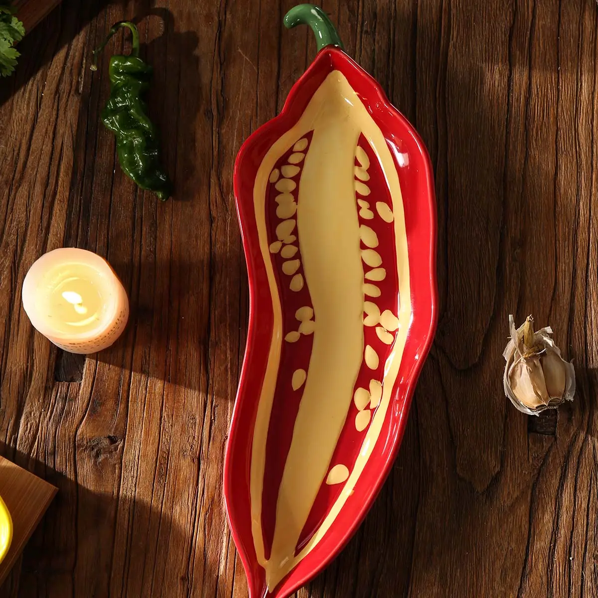 Red Veggies Dessert Plates Bulk, Oyster Plates Wholesale-2