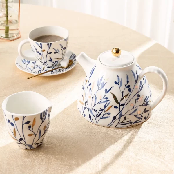 Gold Floral Pattern Teaware Wholesale, Cup and Teapot Sets-1