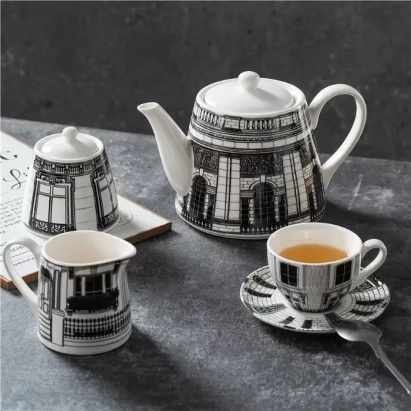 Modern Bulk Cup and Saucer Sets, Teapot, Creamer, Canister-6