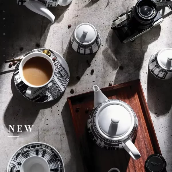 Modern Bulk Cup and Saucer Sets, Teapot, Creamer, Canister-7