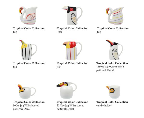 Tropical Parrot Milk Jars Wholesale, Ceramic Jugs In Bulk-1