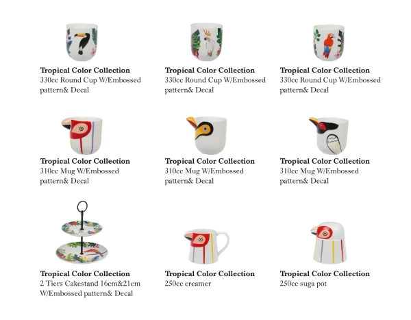 Unique Ceramic Tea Cups Wholesale, Parrot Pattern Cups Bulk-1