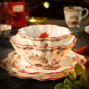 Wholesale Custom Printed Ceramic Bowls with Christmas Motifs