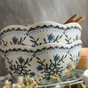 Ceramic Salad Bowl Wholesale With Delicate Floral Patterns-1