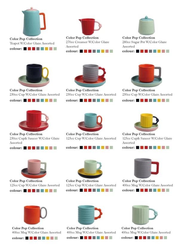 Creative Design Tea Cup and Saucer Bulk, Color Pop Tea Sets-1