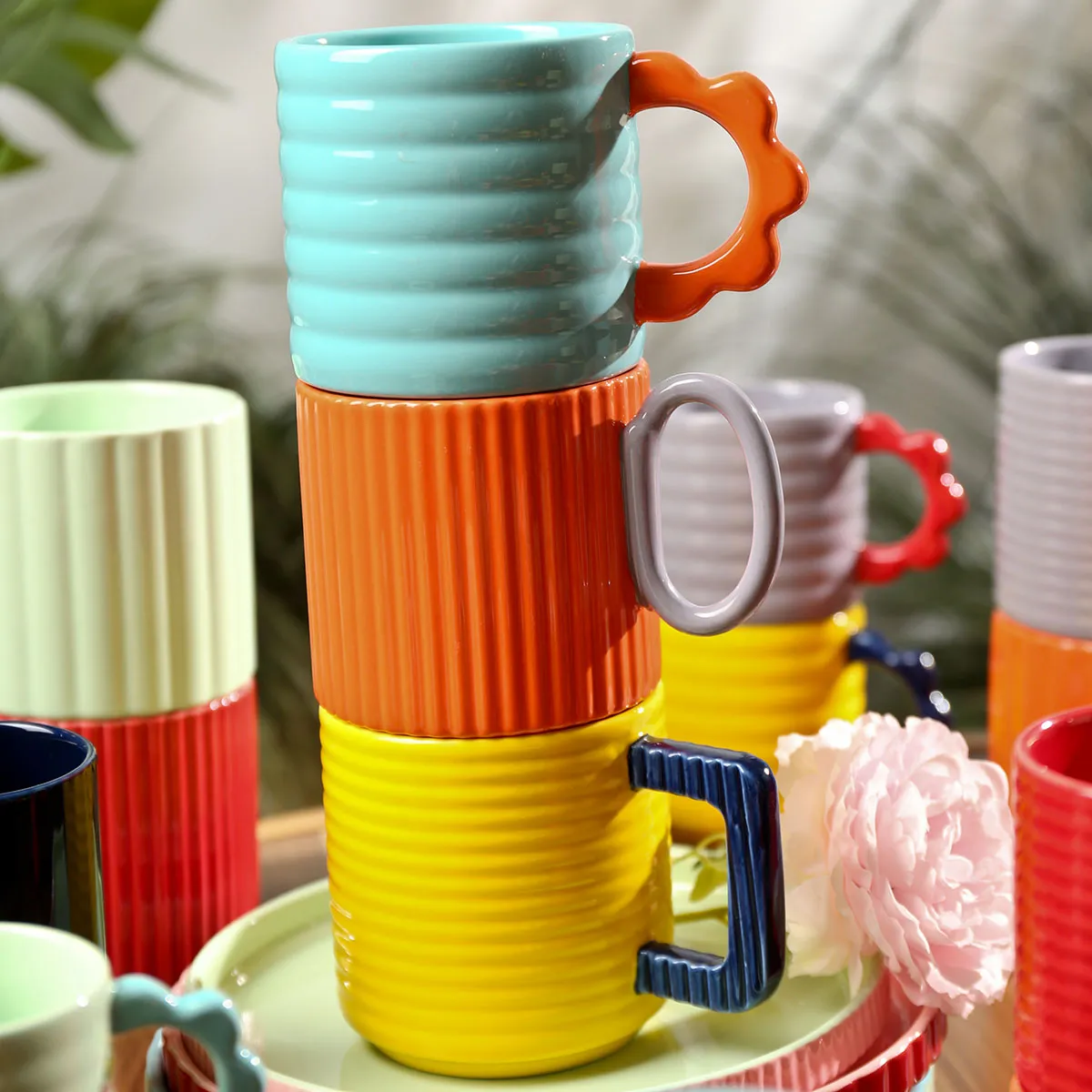 Creative Design Tea Cup and Saucer Bulk, Color Pop Tea Sets-6