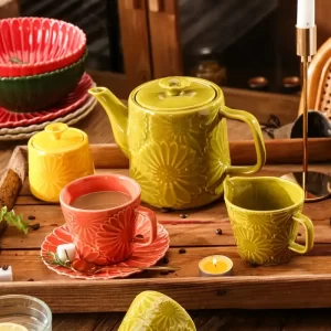 Daisy Relief Großhandel Couchtisch-Sets, Teekanne, Tasse, Jar-1