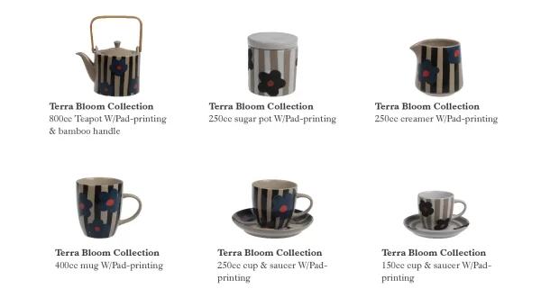 Striped Wholesale Coffee Serving Set With Floral Patterns-4