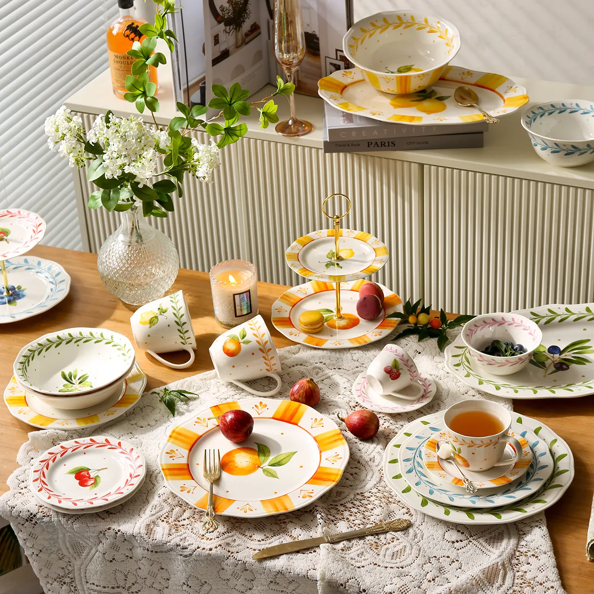 Wholesale Dinner Service Sets, Fruit Pattern Crockery Bulk-13