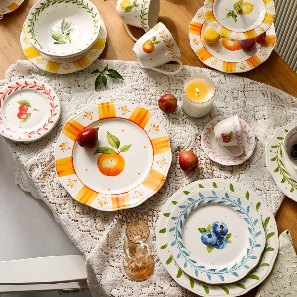 Wholesale Dinner Service Sets, Fruit Pattern Crockery Bulk-3