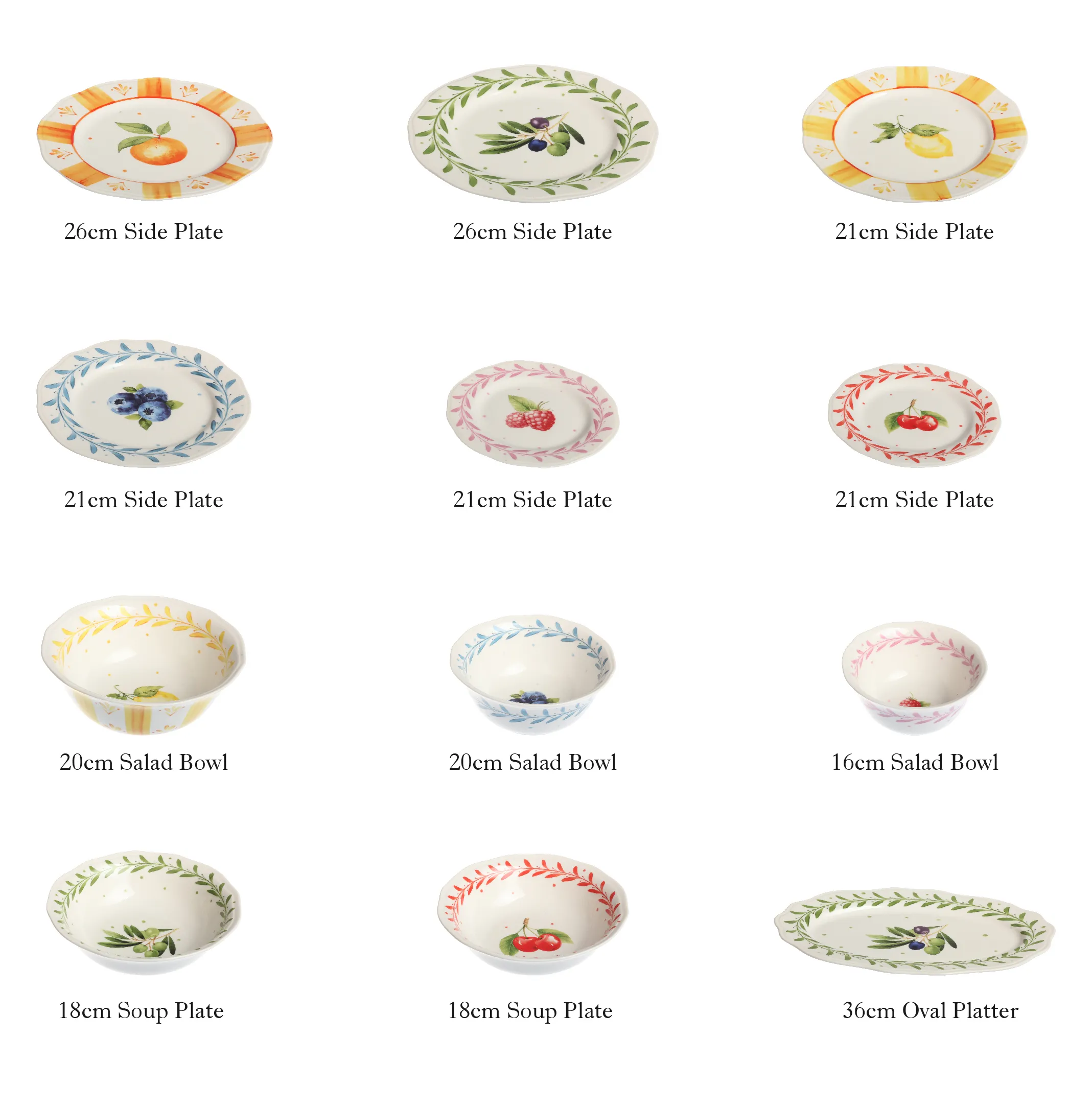 Wholesale Dinner Service Sets, Fruit Pattern Crockery Bulk-9