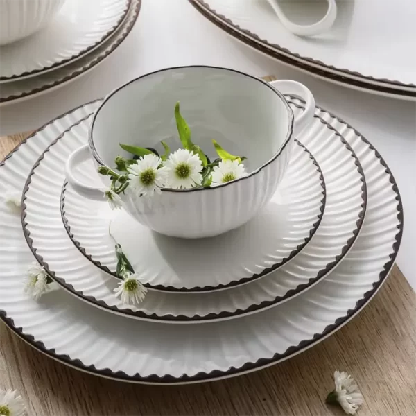 Brown Rim White Dinnerware Wholesale with Unbeatable Price-1
