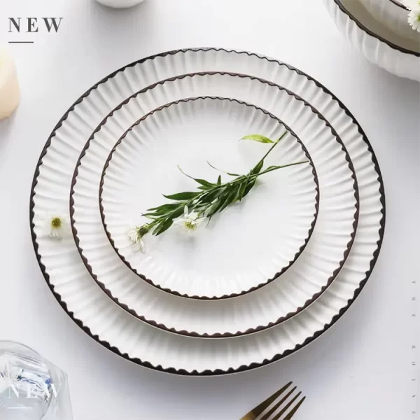Brown Rim White Dinnerware Wholesale with Unbeatable Price-7