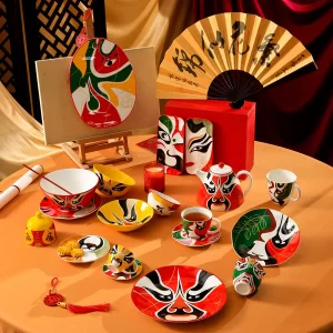 Color Dinner Set Wholesale With Chinese Opera Faces Patterns-2