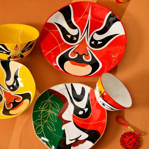 Color Dinner Set Wholesale With Chinese Opera Faces Patterns-4