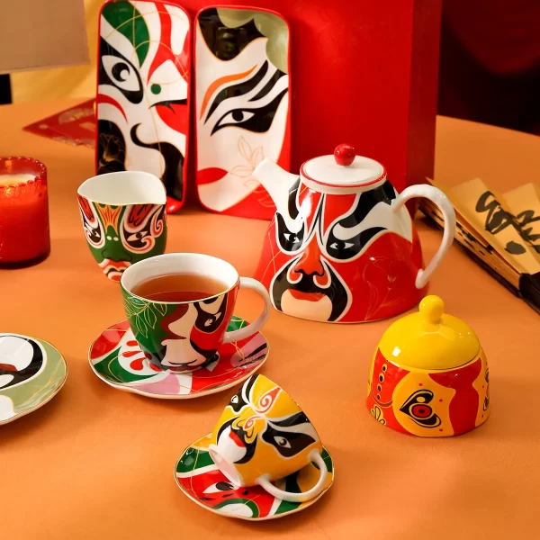 Color Dinner Set Wholesale With Chinese Opera Faces Patterns-5