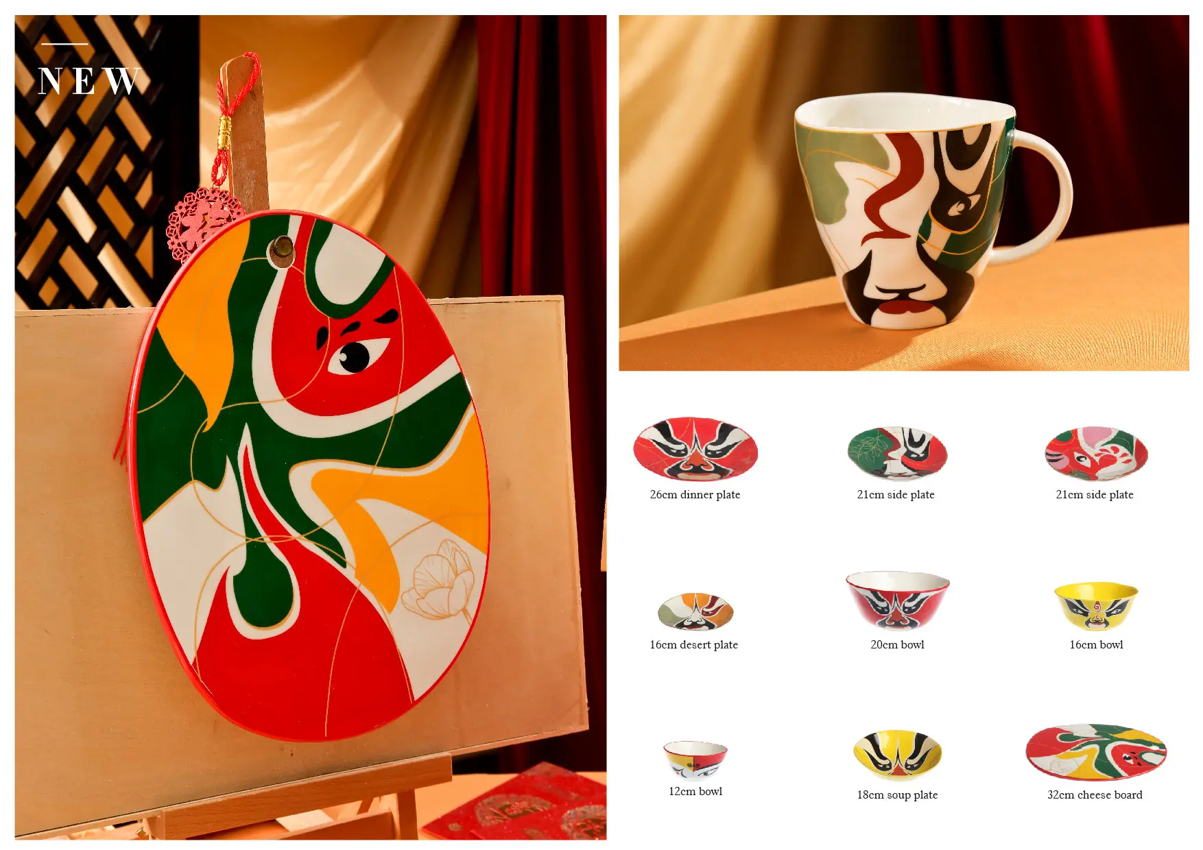 Color Dinner Set Wholesale With Chinese Opera Faces Patterns-9
