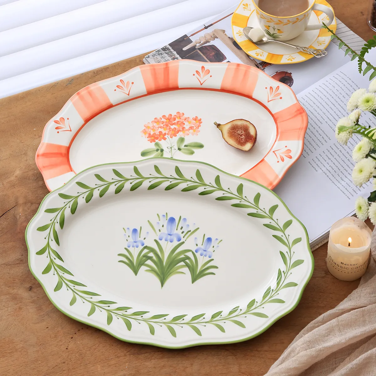 Colorful Dinner Set Wholesale, Hand-Painted Flower Tableware-7