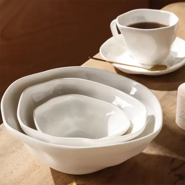 Wholesale Porcelain Dinner Sets, White & Brown Crockery-3
