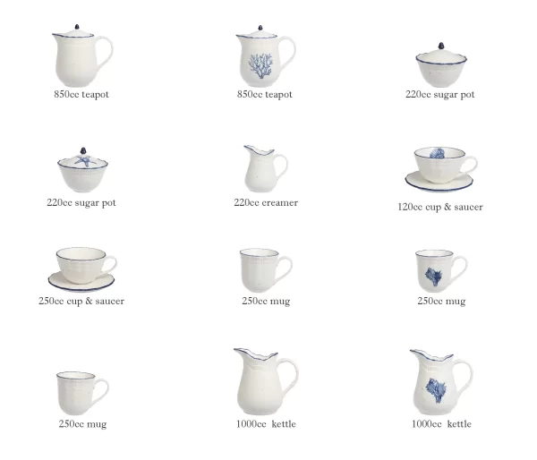 LovingHome Bulk Tea Cup Sets, Ceramic Mug, Teapot, Milk Jug-3