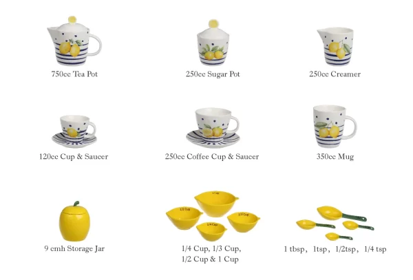Tea Cups and Pots Wholesale, Lemon Theme Ceramic Teaware-3